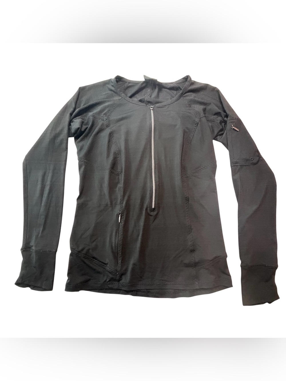 Athleta Black Long-Sleeve Half-Zip Performance Top